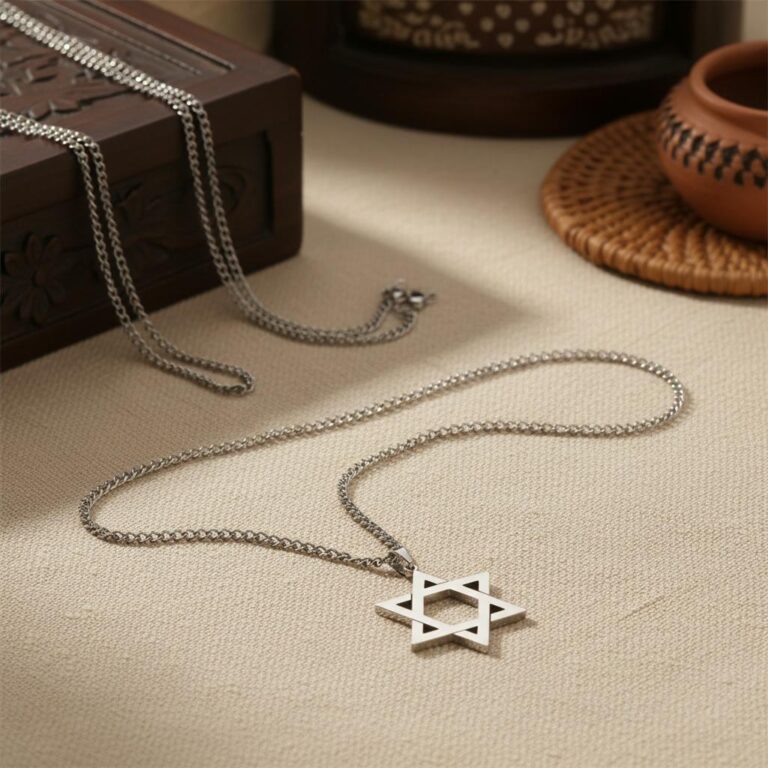 Chayne acier inoxydable avec pendentif ytoile de david