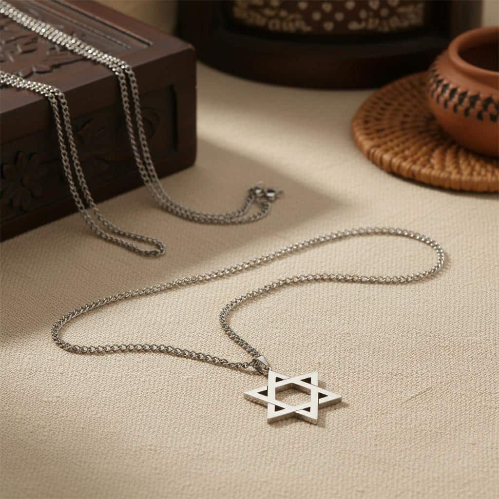 Chaîne acier inoxydable avec pendentif étoile de David