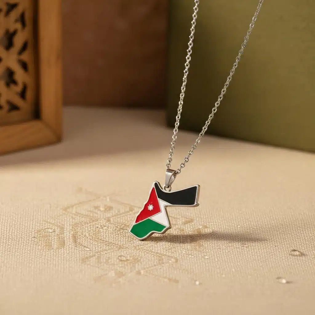 Collier carte de la Jordanie en acier inoxydable