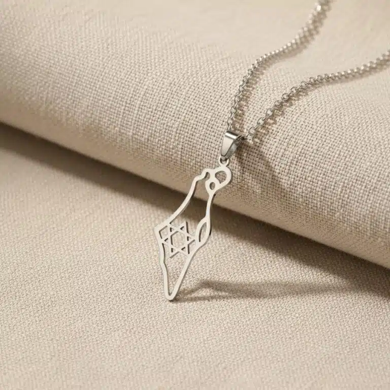 Collier carte Israël en acier inoxydable