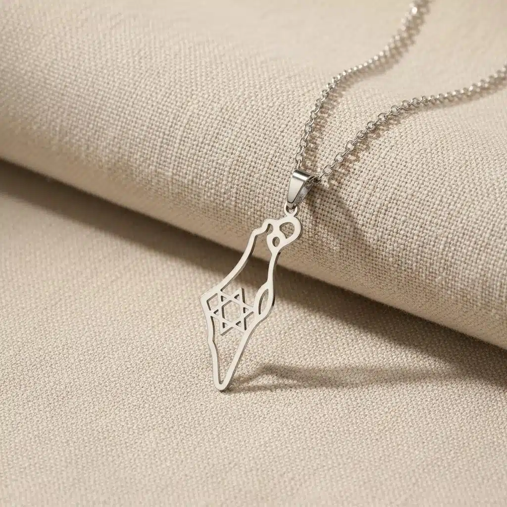Collier carte Israël en acier inoxydable