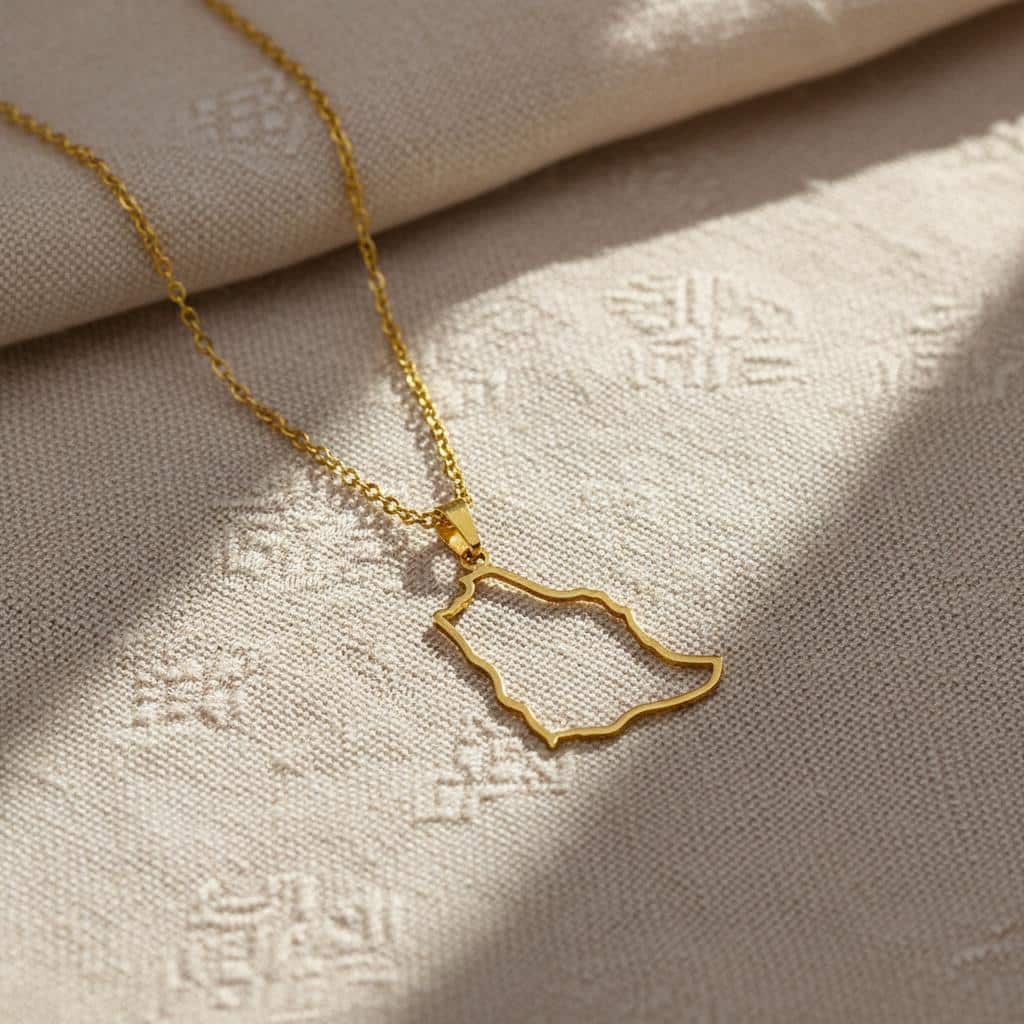 Collier Géographique Arabie Saoudite en Acier Inoxydable