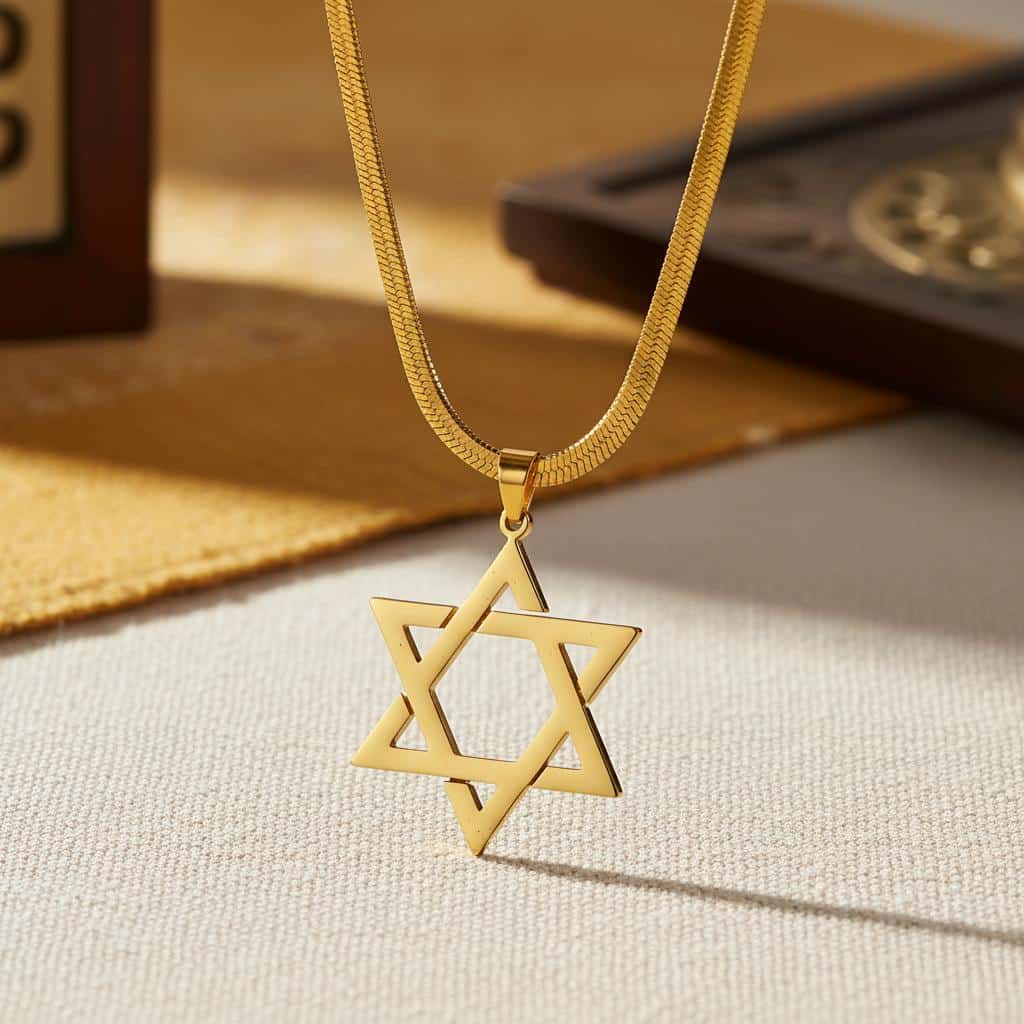 Collier étoile de David en acier inoxydable