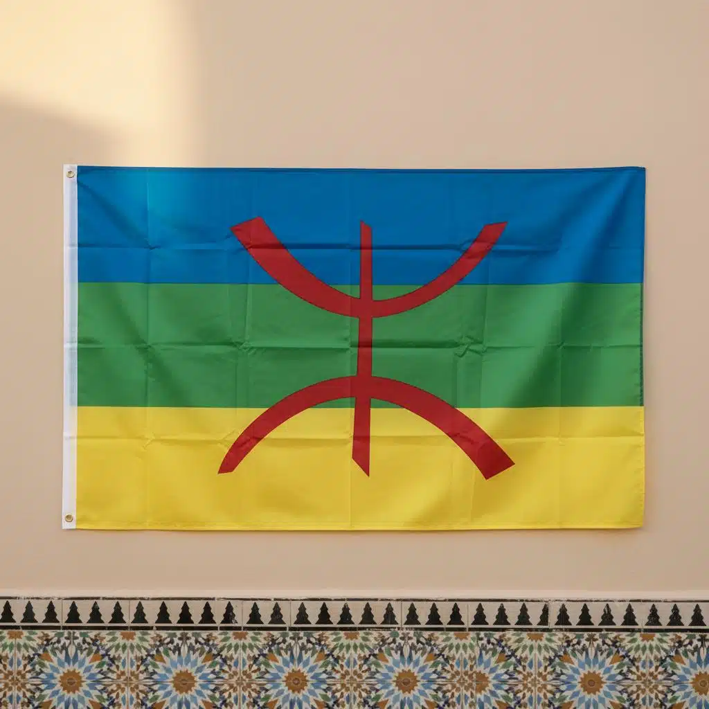Grand drapeau berbère avec symbole Amazigh