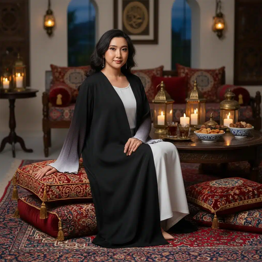 Kimono abaya oriental à manches évasées