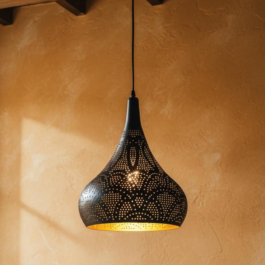 Lampe Suspendue Marocaine en Fer Noir