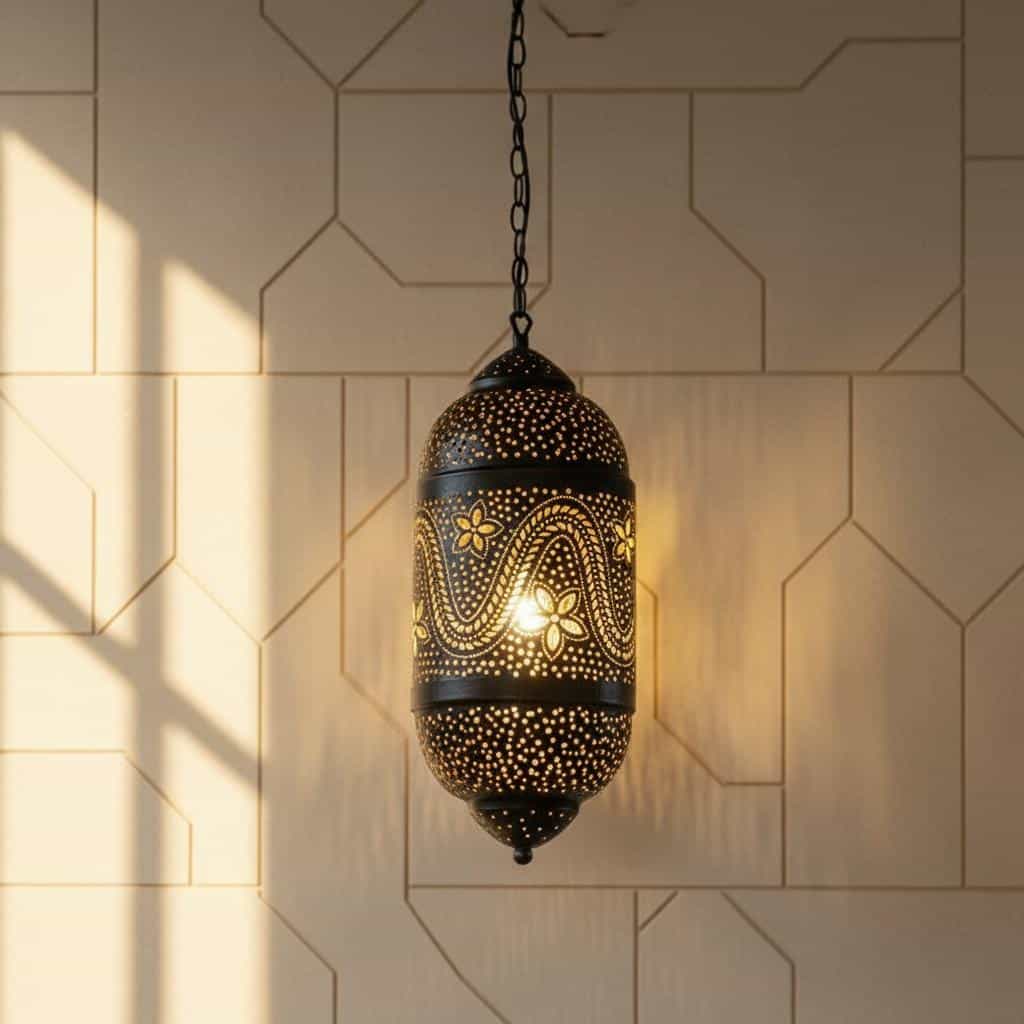 Lanterne Orientale en Fer avec Motifs Floraux