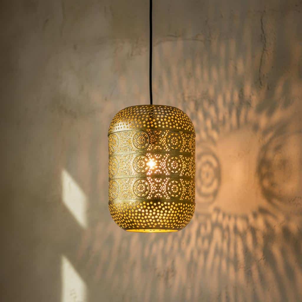Luminaire Pendant Marocaine en Métal Doré