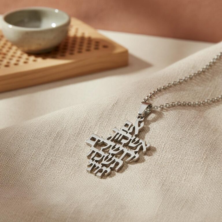 Pendentif hybreu en acier inoxydable
