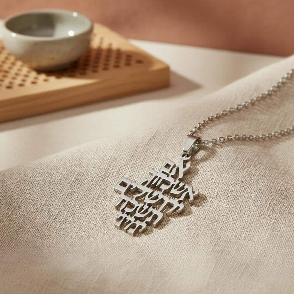 Pendentif hybreu en acier inoxydable