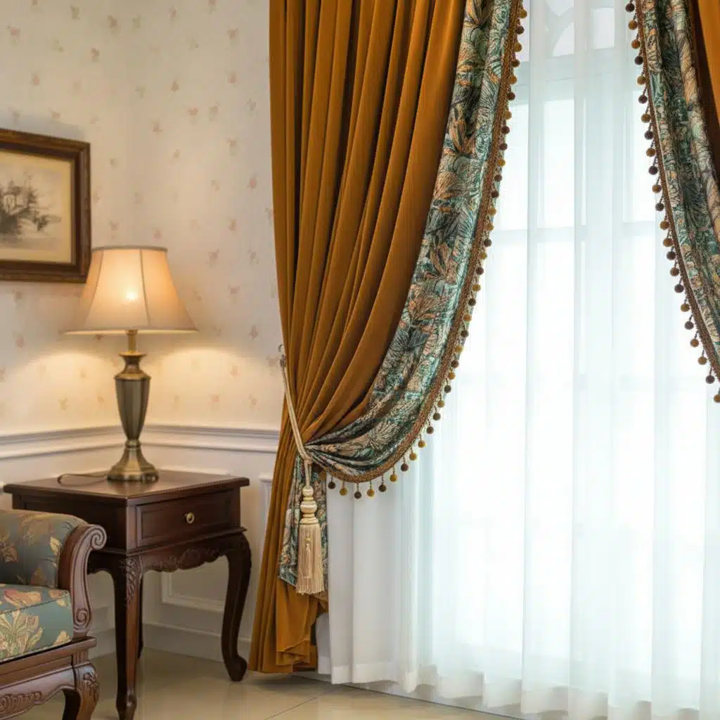 Rideaux occultants en velours avec motif oriental