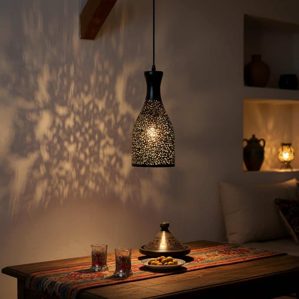 Suspension Marocaine en Métal Noir et Doré - picture 1052