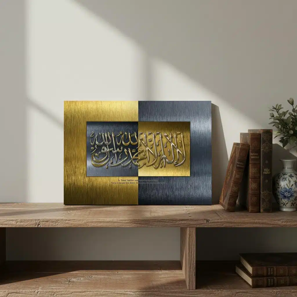Tableau moderne or et argent calligraphie arabe