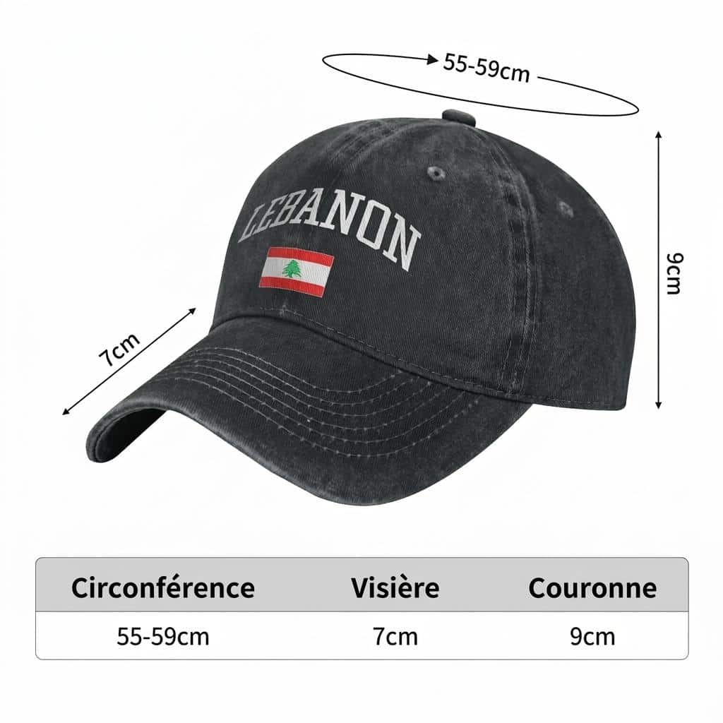 Boné de basebol vintage ajustável com a bandeira do Líbano