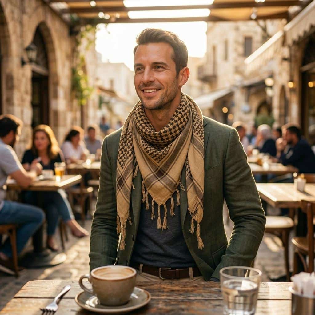 Lenço keffieh para homem aos quadrados