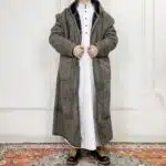 Manteau saoudien long à capuche épais avec poches latérales