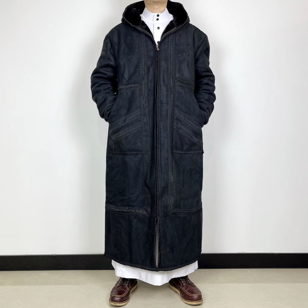 Manteau saoudien long à capuche épais avec poches latérales