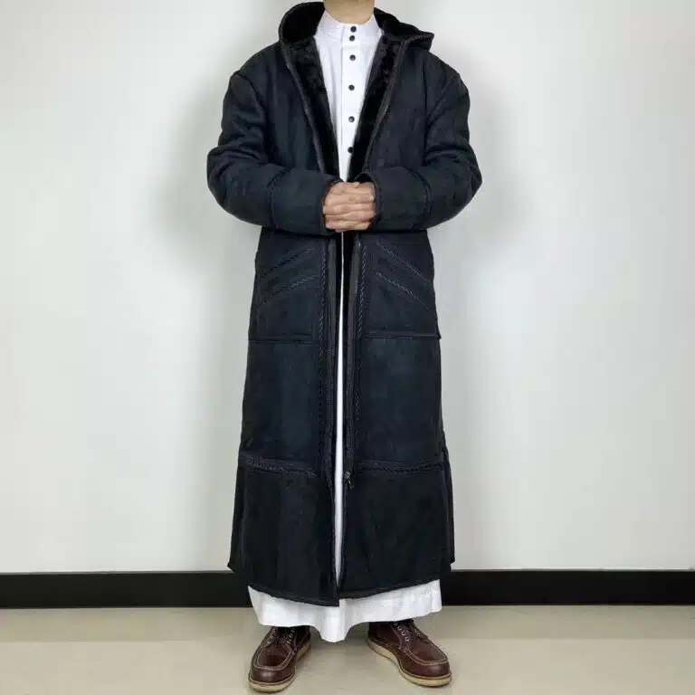 Manteau saoudien long à capuche épais avec poches latérales