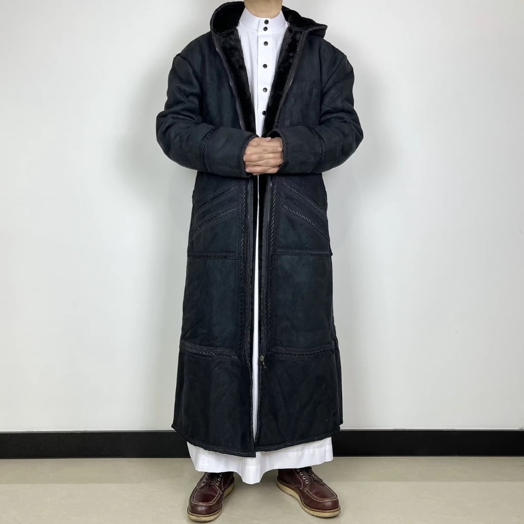 Manteau saoudien long à capuche épais avec poches latérales