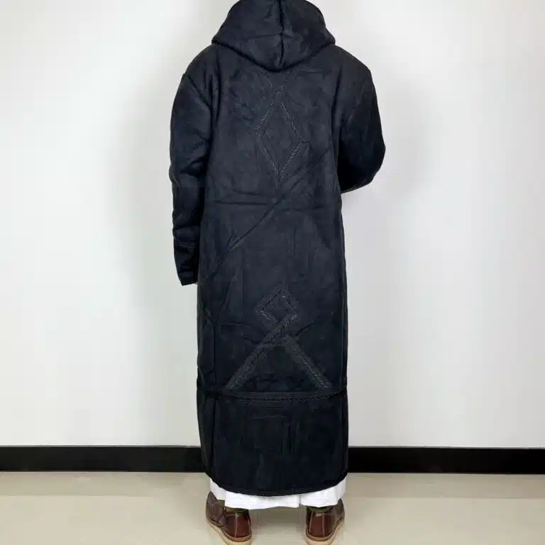 Manteau saoudien long à capuche épais avec poches latérales