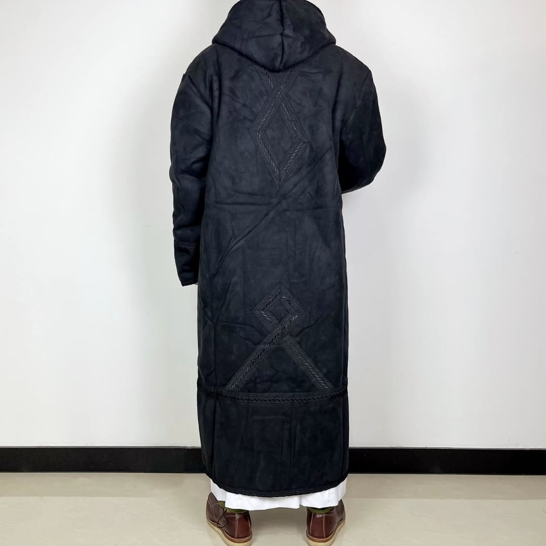 Manteau saoudien long à capuche épais avec poches latérales
