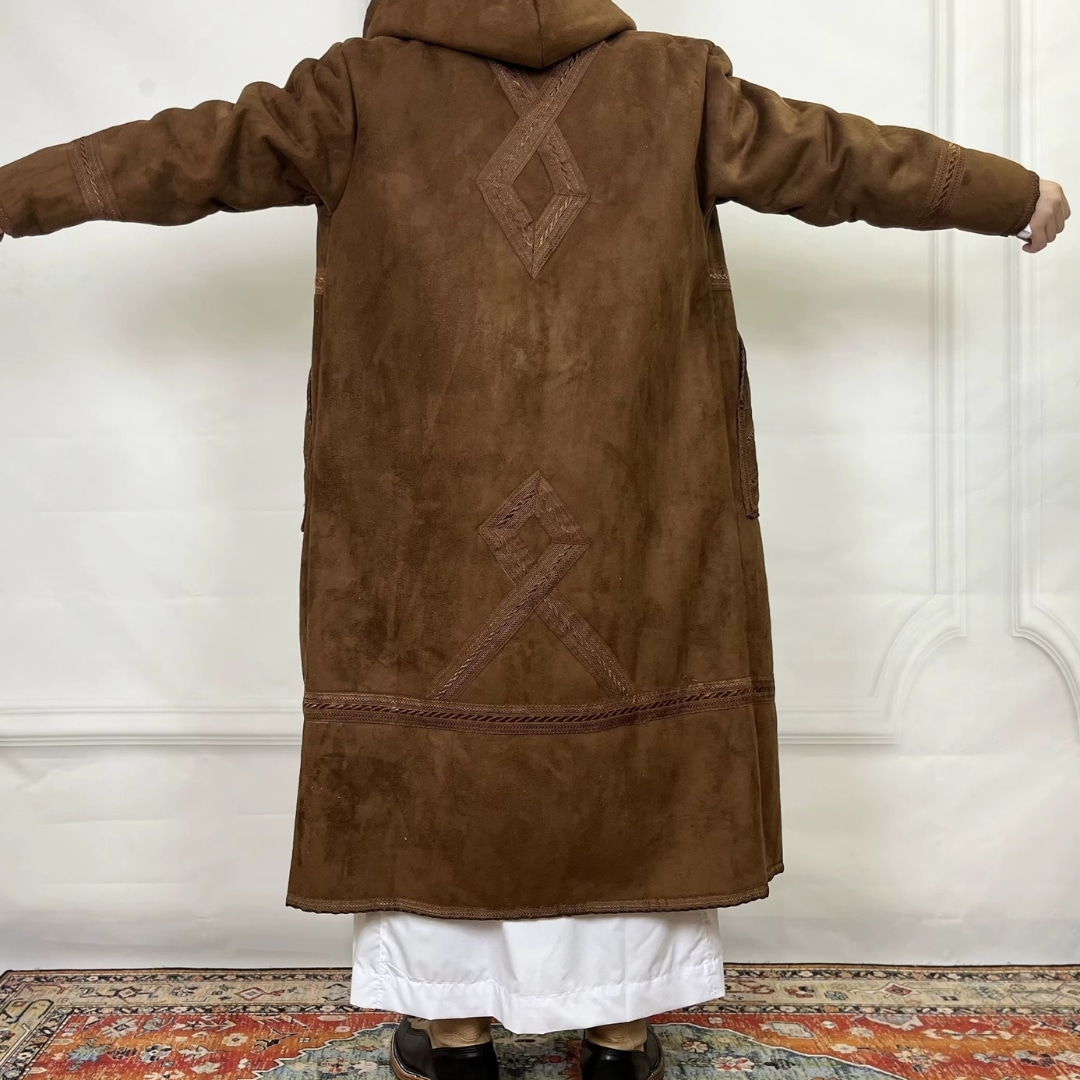 Manteau saoudien long à capuche épais avec poches latérales