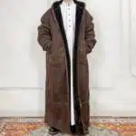 Manteau saoudien long à capuche épais avec poches latérales