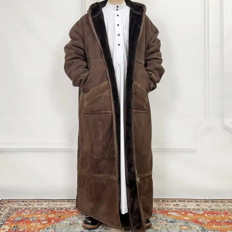 Manteau saoudien long à capuche épais avec poches latérales