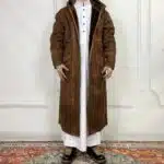 Manteau saoudien long à capuche épais avec poches latérales