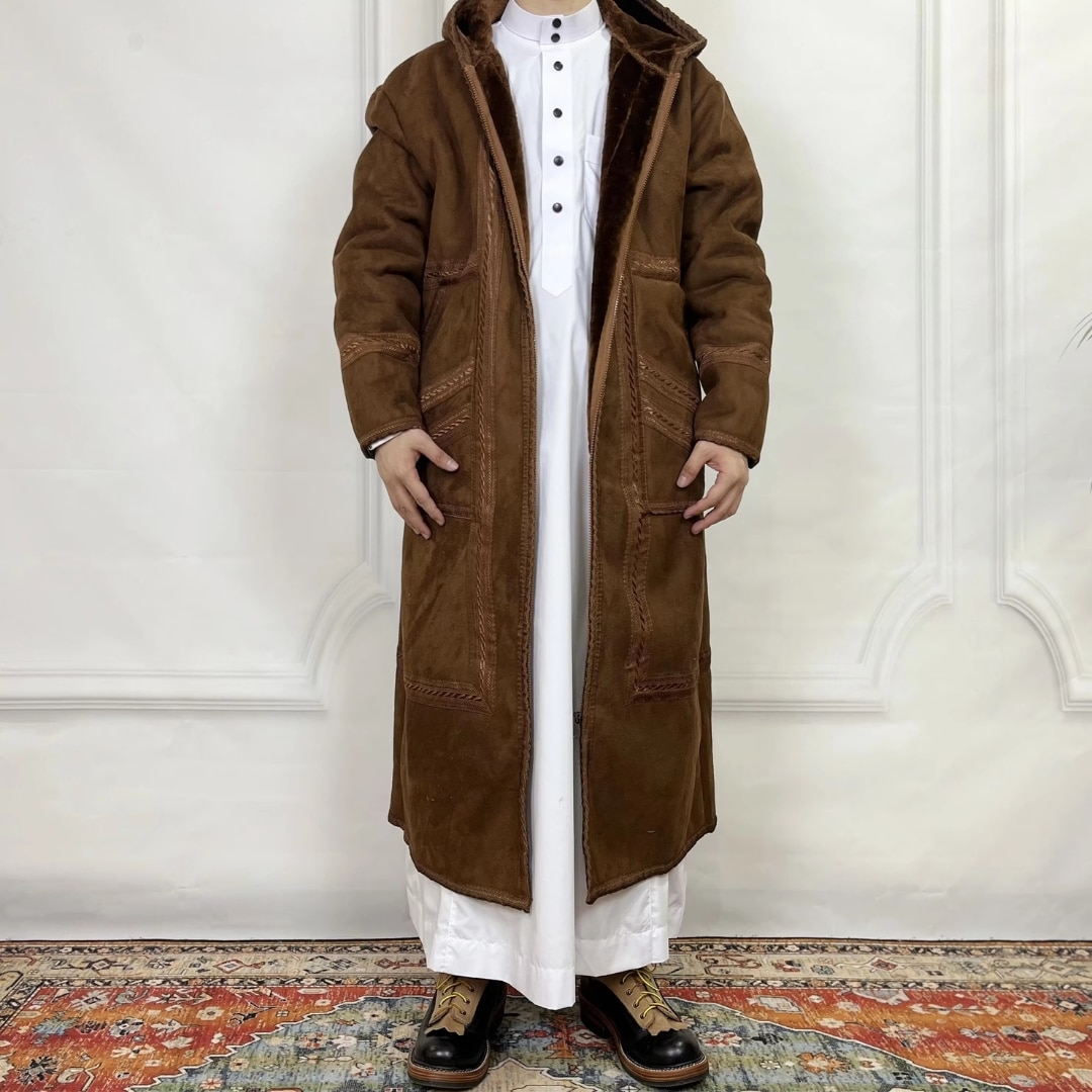 Manteau saoudien long à capuche épais avec poches latérales