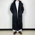 Manteau saoudien long à capuche épais avec poches latérales