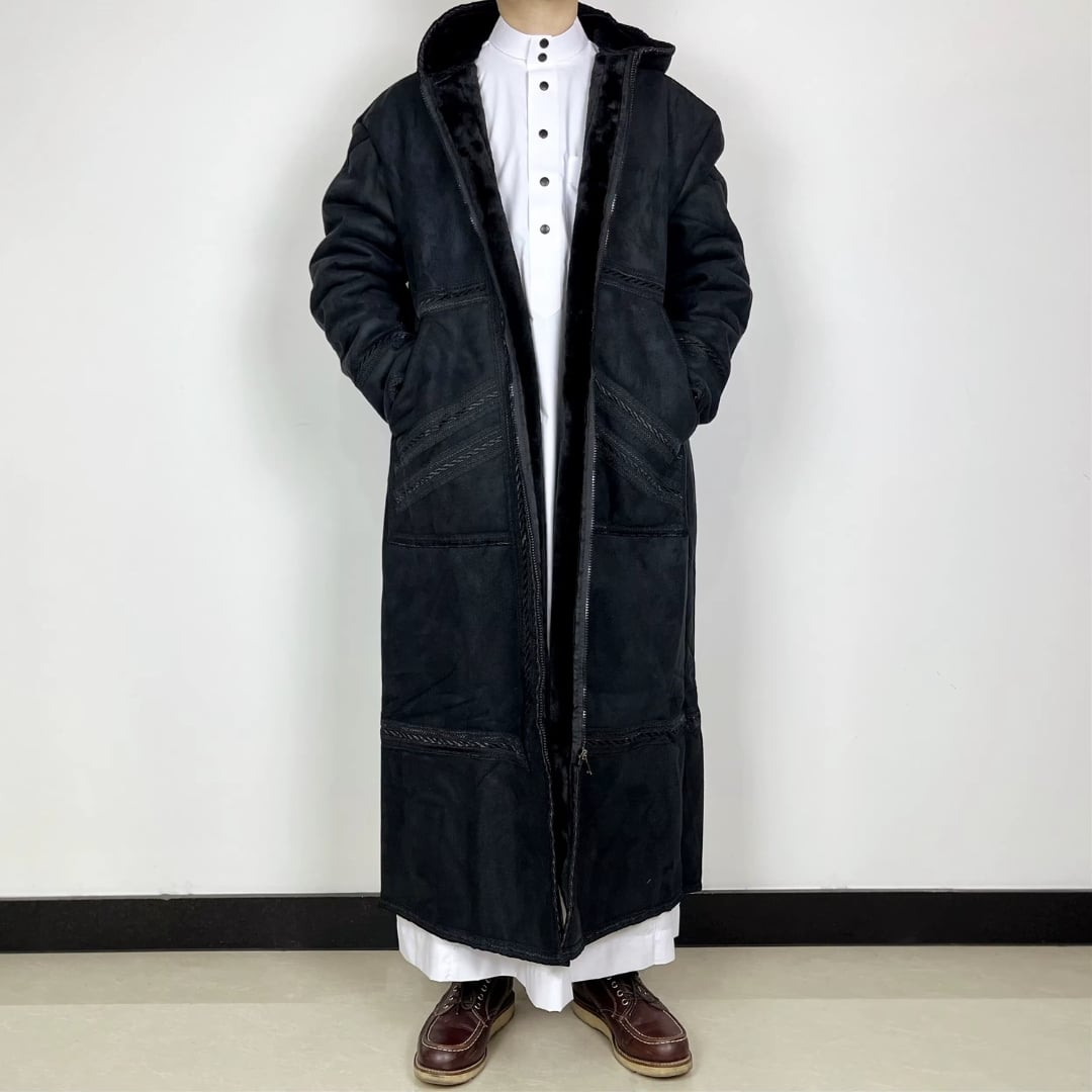 Manteau saoudien long à capuche épais avec poches latérales