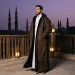 Manteau saoudien long à capuche épais avec poches latérales