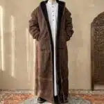 Manteau saoudien long à capuche épais avec poches latérales