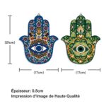 Panneaux-Mural-en-Bois-Main-de-Fatma-Bleu-et-Vert-en-lot-de-2-technique-4989