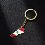 Porte-clés Carte du Drapeau du Liban en Acier Inoxydable 4