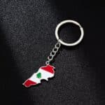 Porte-clés Carte du Drapeau du Liban en Acier Inoxydable 5