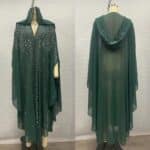 Robe Abaya Scintillante à Capuche avec Perles et Strass. 7