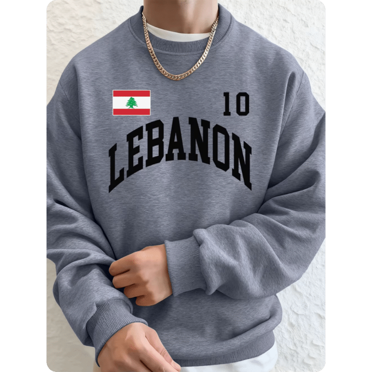 Sweat-shirt Homme en Polaire Ample avec Drapeau Libanais 1