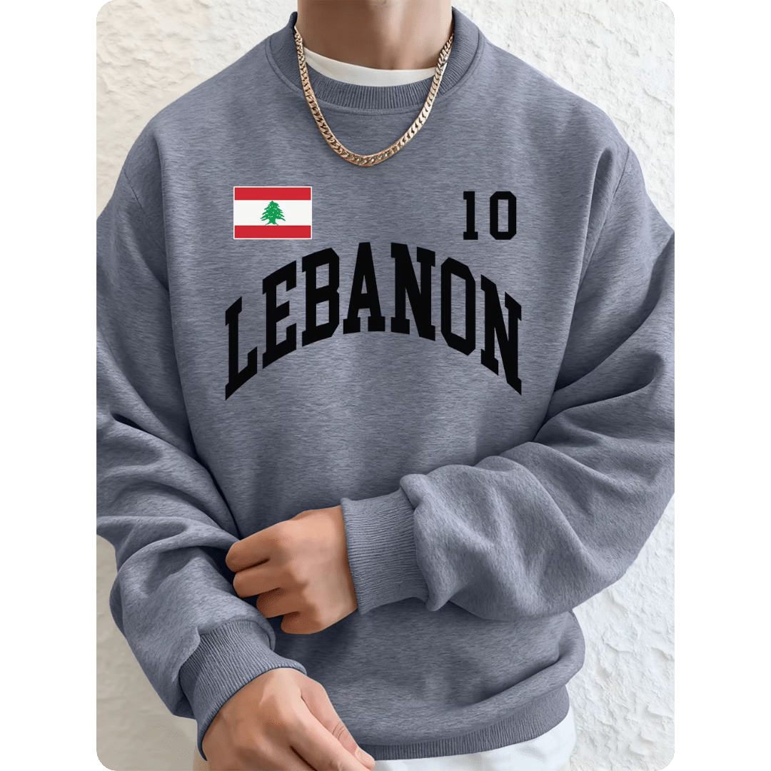 Sweat-shirt homme en polaire ample avec drapeau Libanais