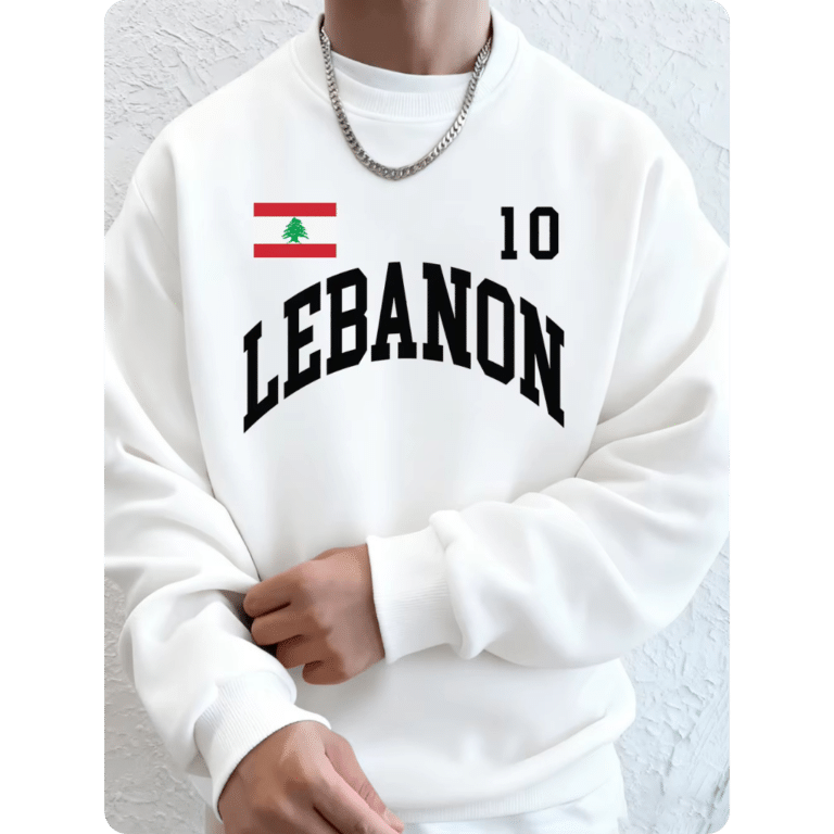 Sweat-shirt Homme en Polaire Ample avec Drapeau Libanais 2