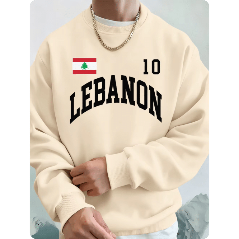 Sweat-shirt Homme en Polaire Ample avec Drapeau Libanais 3