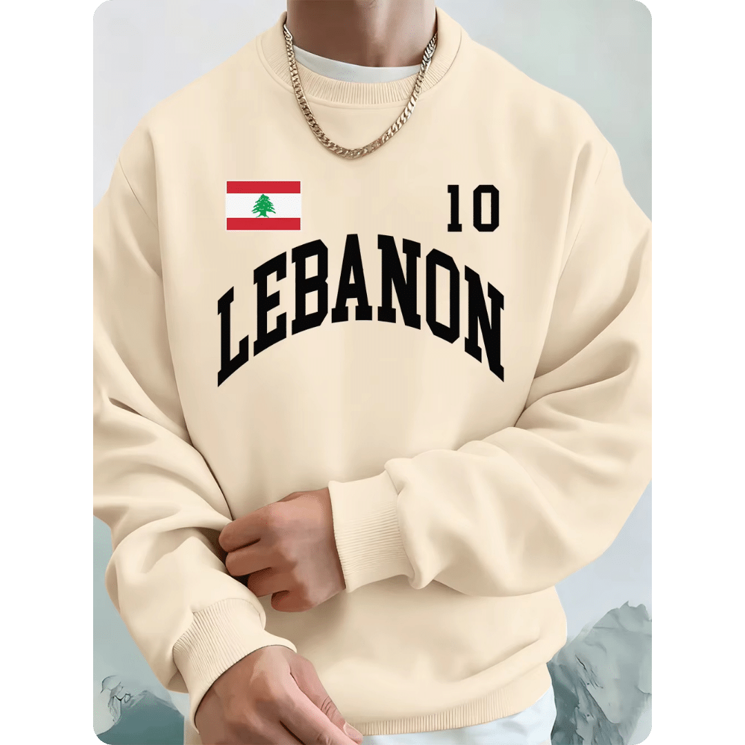 Sweat-shirt homme en polaire ample avec drapeau Libanais