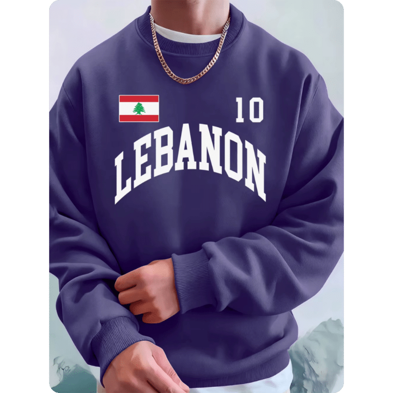 Sweat-shirt Homme en Polaire Ample avec Drapeau Libanais 4