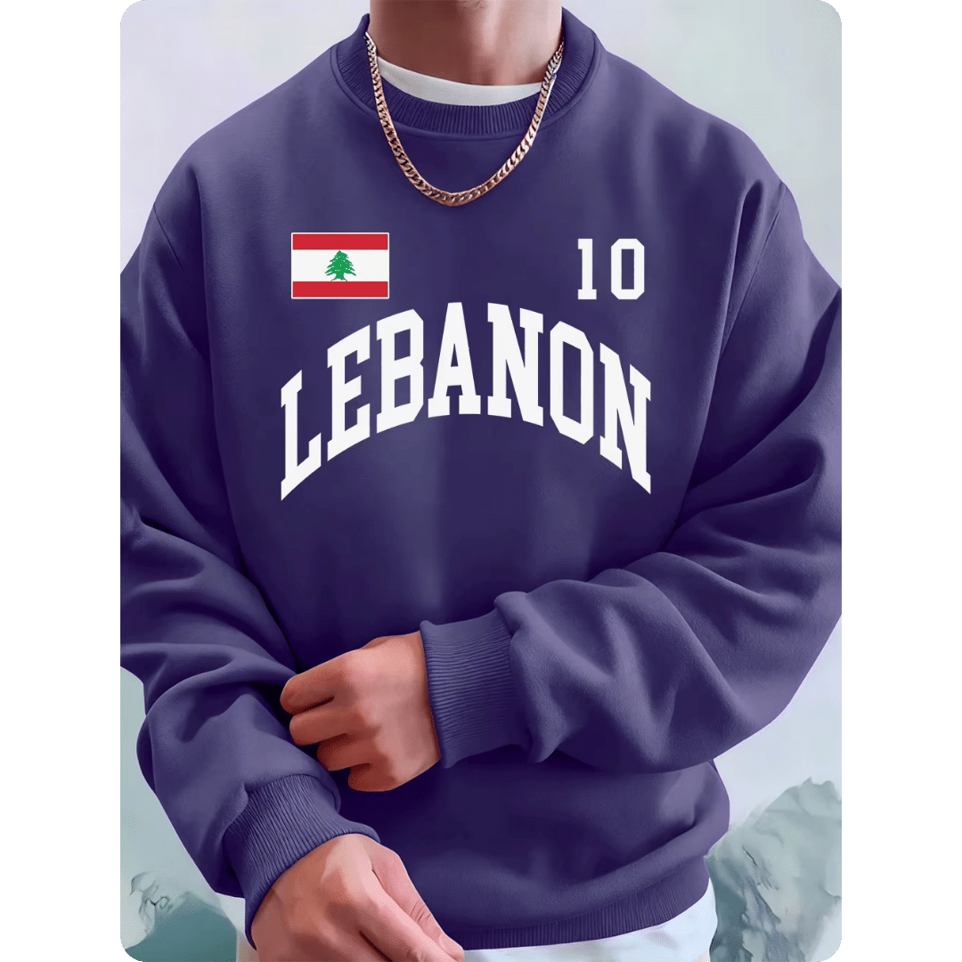 Sweat-shirt homme en polaire ample avec drapeau Libanais