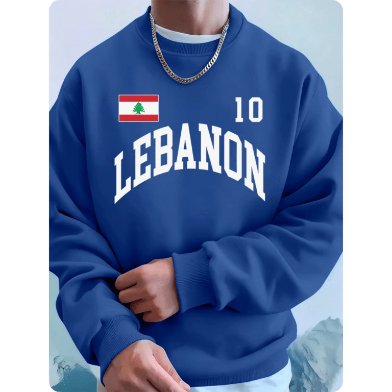 Sweat-shirt Homme en Polaire Ample avec Drapeau Libanais 5