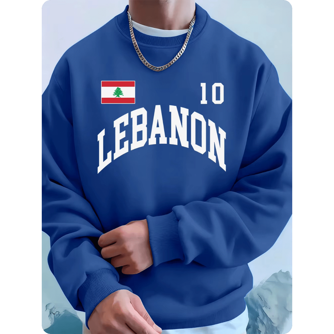 Sweat-shirt homme en polaire ample avec drapeau Libanais
