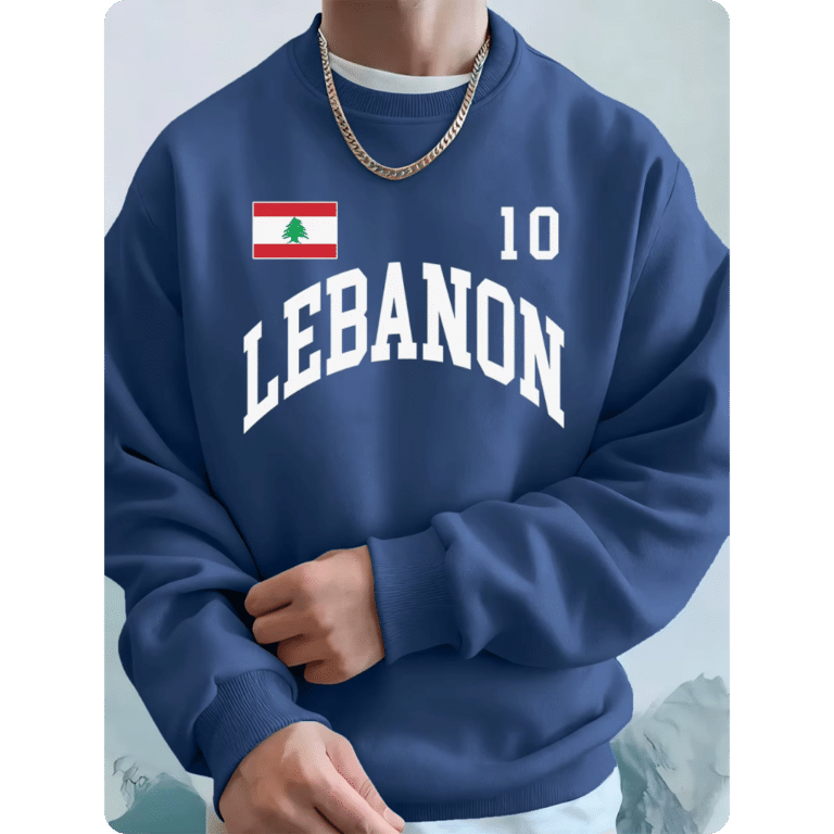 Sweat-shirt Homme en Polaire Ample avec Drapeau Libanais 6
