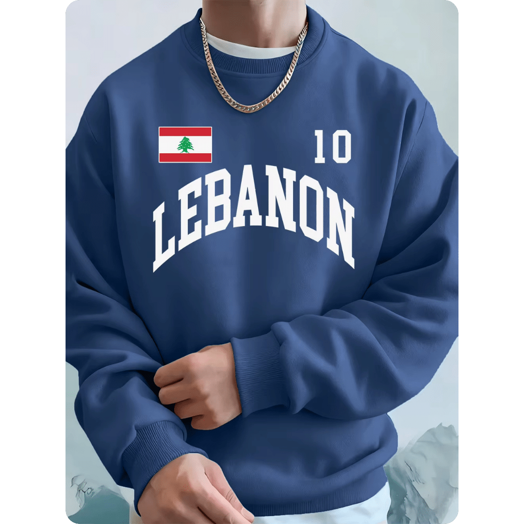 Sweat-shirt homme en polaire ample avec drapeau Libanais