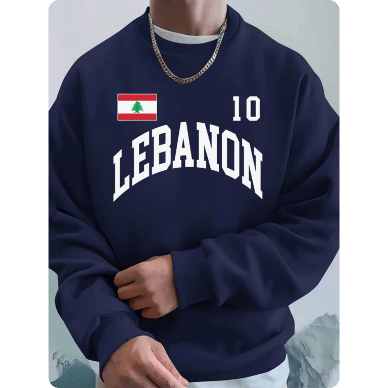 Sweat-shirt Homme en Polaire Ample avec Drapeau Libanais 7